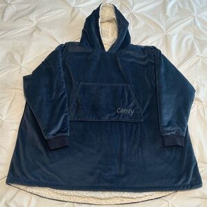 Comfy Navy Blue Kids Wearable Hooded Blanket